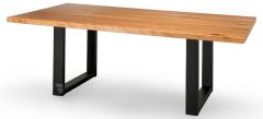 Amish Crafted Solid Rustic Cherry Straight Edge Table with Sudbury Iron Base