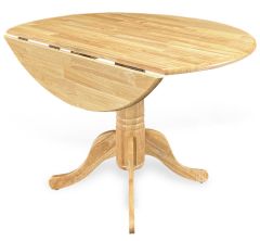 Solid Parawood 42" Round Dropleaf Table in Natural Finish