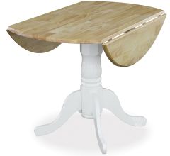 Solid Parawood 42" Round Dropleaf Table in Natural & White Finish