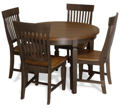 Solid Wood Hickory & Coal Finish Vista 40" Round Table & Slatback Chair Set
