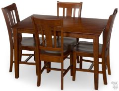 Solid Parawood 48" Long Rectangle Table & San Remo Chair Set in Espresso Finish
