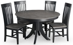 Solid Parawood Cosmopolitan Round Dining Table & Chair Set in Coal & Black Finish