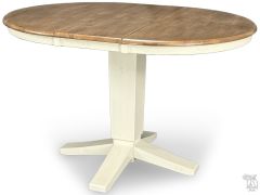 Solid Parawood Wood 36" Round Extension Table in Hickory & Shell Finish