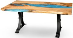 Amish Crafted Solid Rustic Maple Vermillion Table with Maui Pearl and Atlas Iron Base
