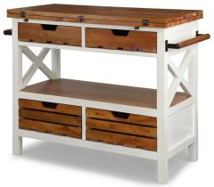 Solid Mindi & Mahogany Wood Cassidy Kitchen Island With Fold Out Top