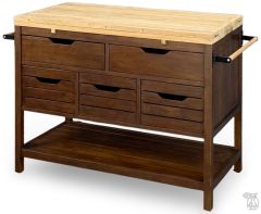 Solid Teak Wood Ethel Kitchen Island With Storage and Expanding Top