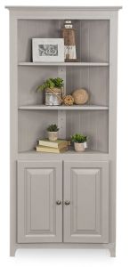 Solid Pine Wood Two Door Corner Storage Cabinet in Storm Grey