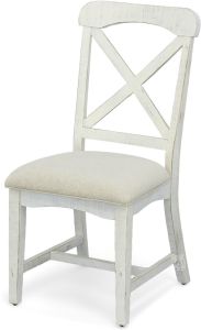 Solid Mahogany Wood Sandy Beach Side Chair in White Sand Finish