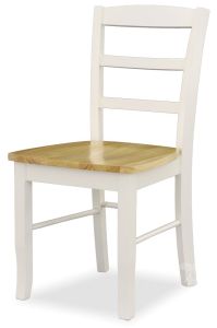 Solid Parawood Wood Madrid Side Chair in Natural & White Finish