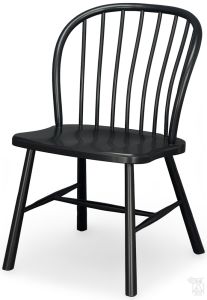 Amish Crafted Solid Maple Wood Round Back Spindle Side Chair in Black Finish