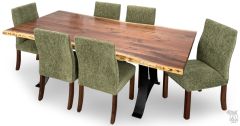 Amish Crafted Solid Rustic Walnut Live Edge Golden Gate Table & Vista Low Chair Set