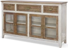 Solid Mango Wood Sahara Three Drawer Console in Cream Carmel Finish