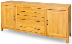 Solid Alder Wood 2 West 68" Television Stand in Honey Finish