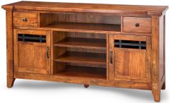Solid Mango Wood Whistler Retreat Media Console in Carmel Finish