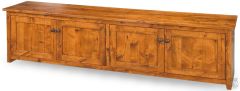 California Made Rustic Alder Wood 90" Television Stand in Medium Finish