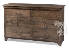 Amish Crafted Solid Oak Wood Cedar Lakes 7 Drawer Dresser in Pebble Finish