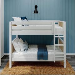 Solid Wood Framed Modern Twin Medium Bunk Bed with Straight Ladder