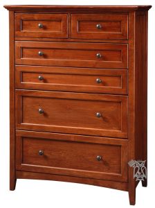 Alder Wood McKenzie 6 Drawer Chest in Glazed Antique Cherry Finish
