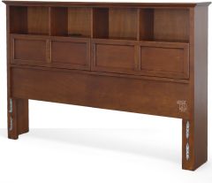Alder Wood McKenzie Storage Bookcase Headboard in Antique Cherry Glazed Finish