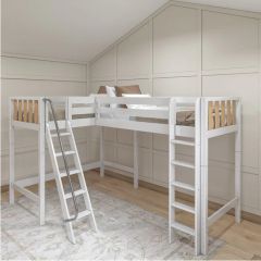 Solid Wood Framed Modern Twin High Corner Loft Bed