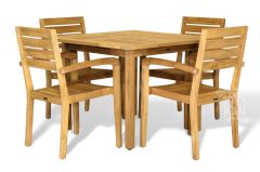 Solid Teak Wood Outdoor Birmingham Square Dining Table with Venice Chairs