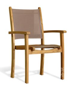 Solid Teak Wood Outdoor Pearl Stacking Chair in Taupe