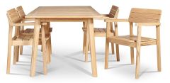 Solid Teak Wood Outdoor Modurn Dining Table & Arm Chair Set