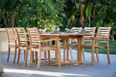 Solid Teak Wood Outdoor Dalton Extension Table with Birmingham Chairs