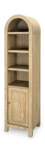 Narrow Arch Bookcase Cabinet in Wire-Brushed Wheat Finish