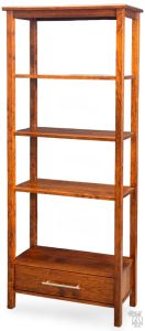 Amish Crafted Solid Rustic Cherry Wood Etagere Bookcase With Drawer in Michaels Finish