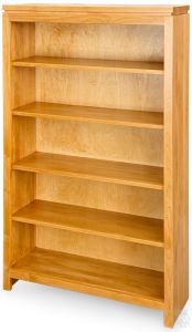 Solid Alder Wood 2 West Bookcase 36" x 60" in Honey Finish