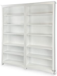 Solid Alder Wood 2 Piece Shaker Bookcase Wall Unit in Snow White Finish