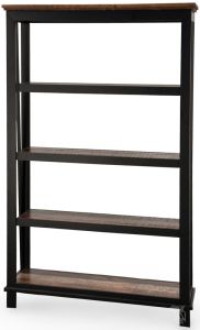 Solid Pine Wood Rustic Loft Brown Open Back and Open Sides Bookcase