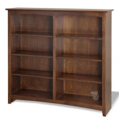 Solid Alder Wood Shaker Bookcase 48" x 48" in Brown Mahogany Finish