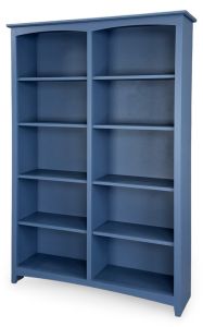 Solid Alder Wood Shaker Bookcase 48" x 72" in Wedgewood Blue Finish