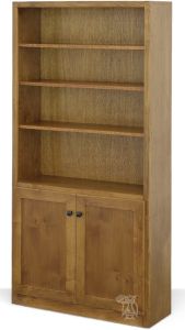 California Made Alder Wood Newport Bookcase with Doors in Hazelnut Finish 36"w x 72"h