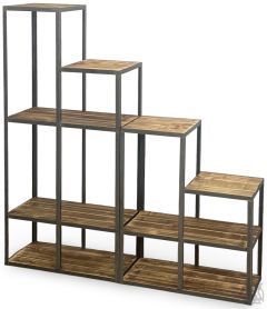 Solid Acacia Wood & Iron Modular Bookcase Set