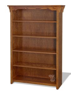 California Made Oak Wood Mission Bookcase in Cherry Finish 36"w x 60"h