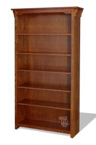 California Made Oak Wood Mission Bookcase in Cherry Finish 36"w x 72"h