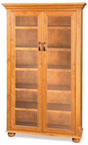 Amish Crafted Solid Rustic Cherry Wood Bennington Bookcase with Full Glass Doors