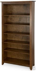 Amish Crafted Solid Sap Cherry Wood Modern Mission Bookcase in Cappuccino Finish