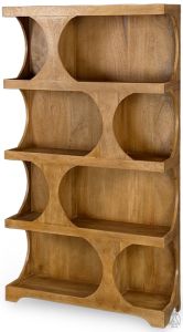 Solid Acacia Wood Bookcase with Natural Finish