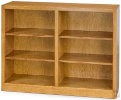 California Made Oak Wood Newport Center Divide Bookcase in Medium Finish 36"h