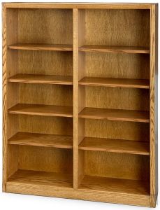 California Made Oak Wood Newport Center Divide Bookcase in Medium Finish 60"h