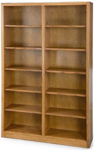 California Made Oak Wood Newport Center Divide Bookcase in Medium Finish 72"h