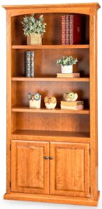 Amish Crafted Solid Rustic Cherry Wood Salem Bookcase with Lower Wood Doors