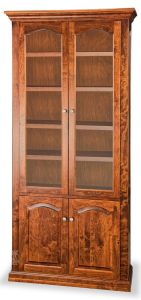 Amish Crafted Solid Rustic Cherry Wood Traditional Bookcase with Wood and Glass Doors