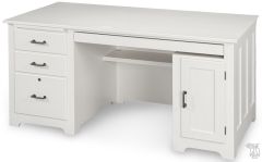 California Made Solid Maple Wood Classic Style Desk In Swiss Coffee White Finish