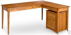 Solid Alder Wood Shaker Desk Return & Rolling File Set in Golden Pecan Finish