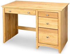 Solid Alder Wood Shaker Free Standing 4 Drawer Desk in Natural Finish